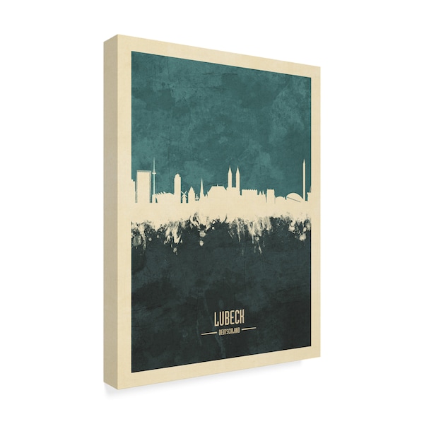 Michael Tompsett 'Lubeck Germany Skyline Teal' Canvas Art,18x24